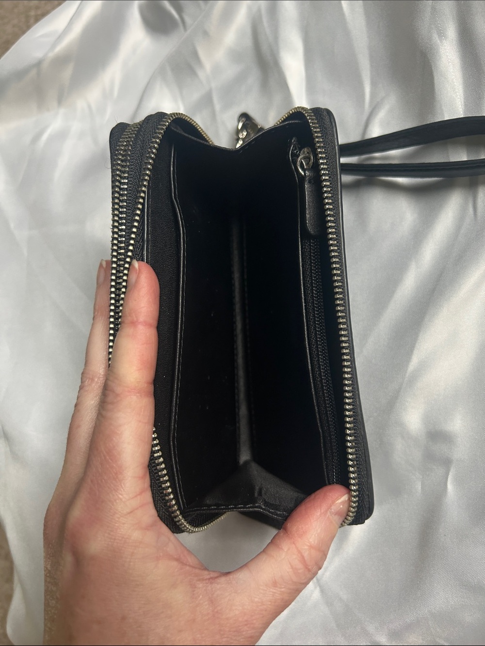 Coach Black Pebbled Leather Double Zip Wristlet - Picture 4 of 5